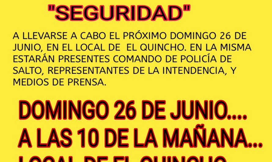 Se invita a vecinos de B°Artigas y zonas aledañas a una reunion este Domingo con el Comando de Policia de Salto